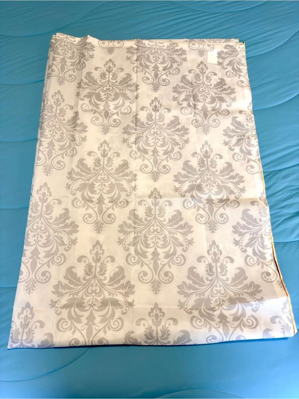 Elegant Damask Shower Curtain - Gray on White